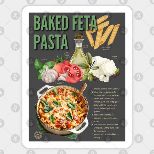 Baked Feta Pasta Recipe Design - Chalkboard Feel Sticker by TuncGK